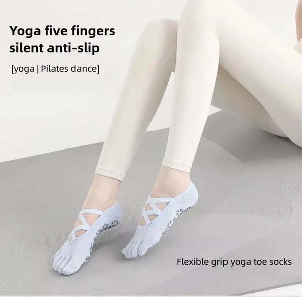 High Quality Yoga Socks Breathable Five Toed Pivot Barre Dot Silicone Non-slip Women Full Toe Fitness Dance Pilates Grip Socks