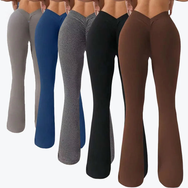 V-Waist Flare Yoga Pants - Mocha