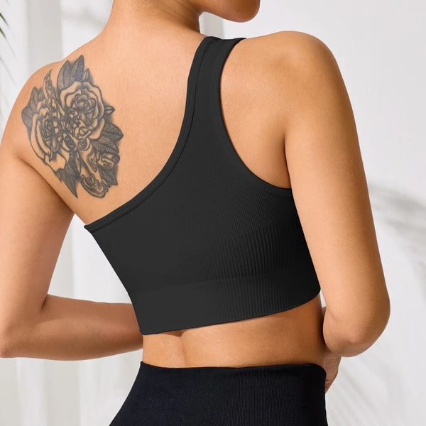 Asymmetric Ribbed Crop Top - Clay