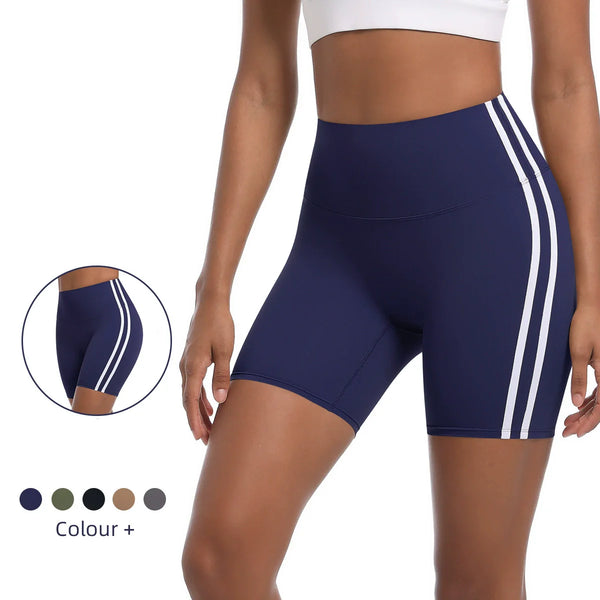Stripe Seamless Yoga Shorts - Ivory Sage
