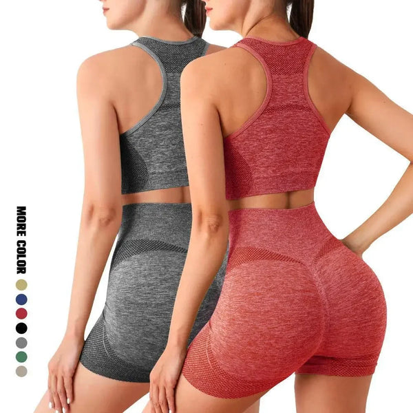 Seamless Bra and Shorts Yoga Set - Clay Rose