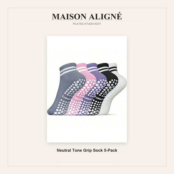 Neutral Tone Grip Sock 5-Pack | Maison Aligné