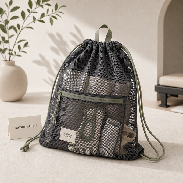 Mesh Studio Drawstring Backpack - Graphite by Maison Aligné