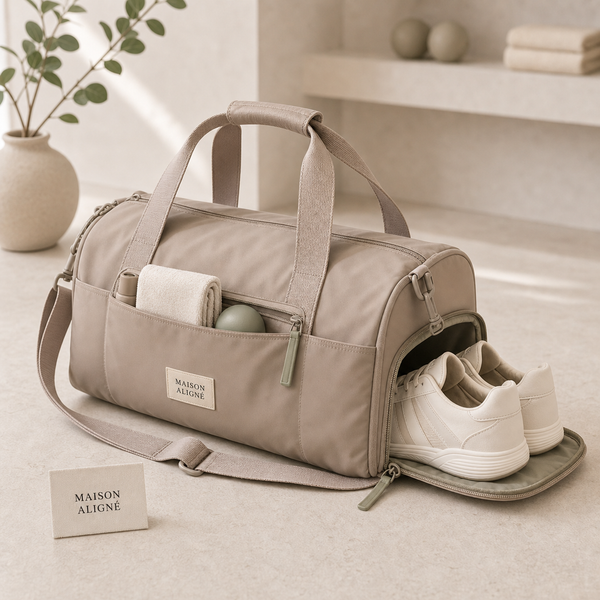 Compact Studio Duffel with Shoe Pocket - Taupe by Maison Aligné