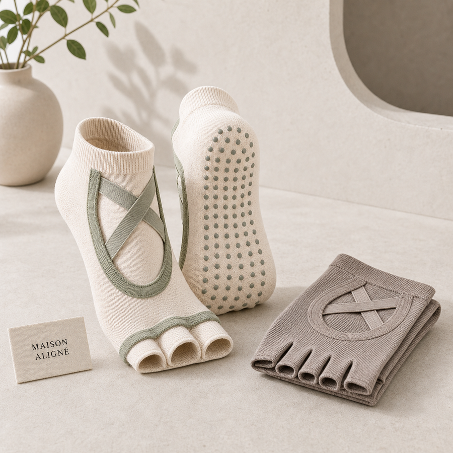 Open-Toe Barre Grip Socks by Maison Aligné