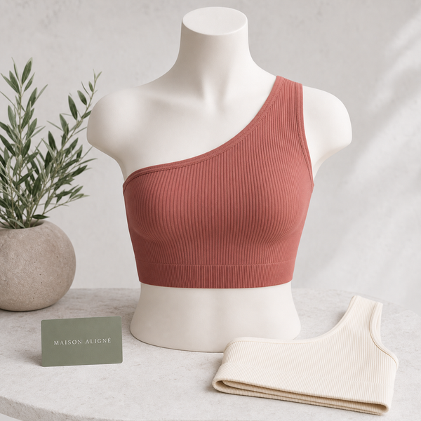 One-Shoulder Padded Yoga Tank - Sage by Maison Aligné