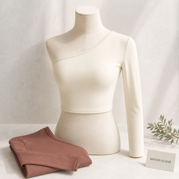 Irregular Strap Yoga Sports Bra - Cocoa by Maison Aligné