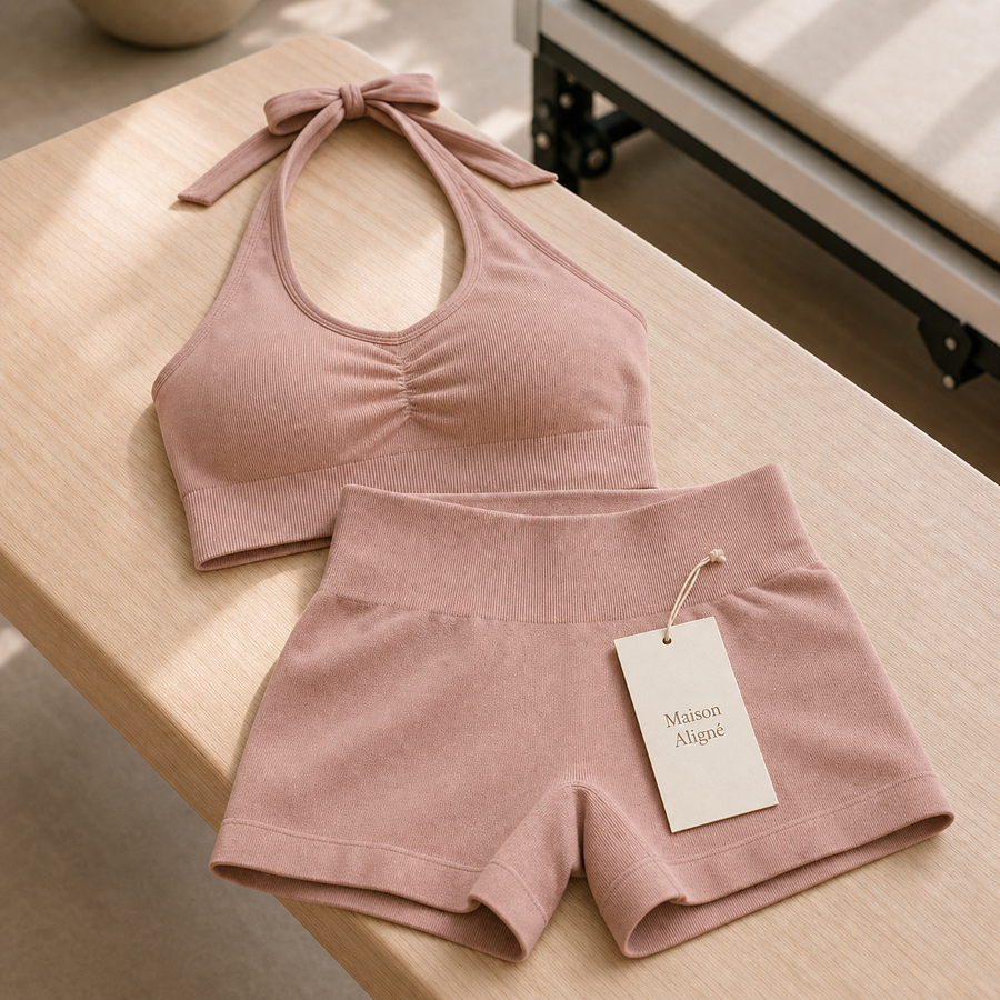 Halter Bra and Shorts Yoga Set by Maison Aligné