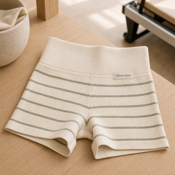 Stripe Seamless Yoga Shorts by Maison Aligné