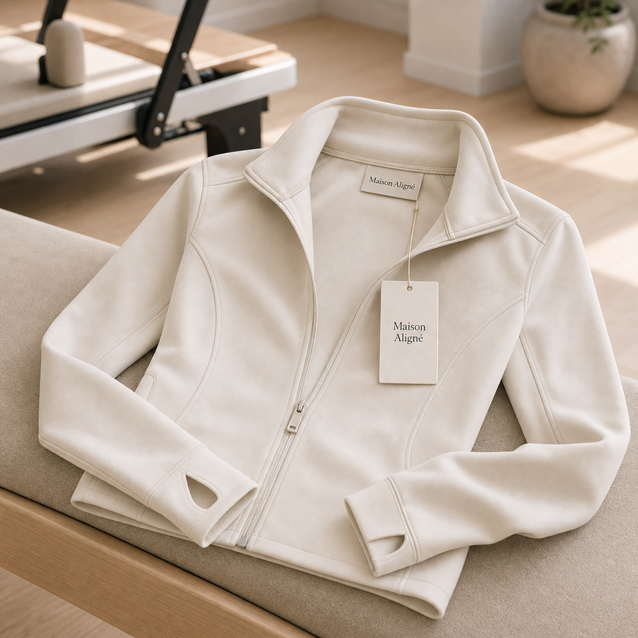 Thumbhole Full-Zip Yoga Top by Maison Aligné